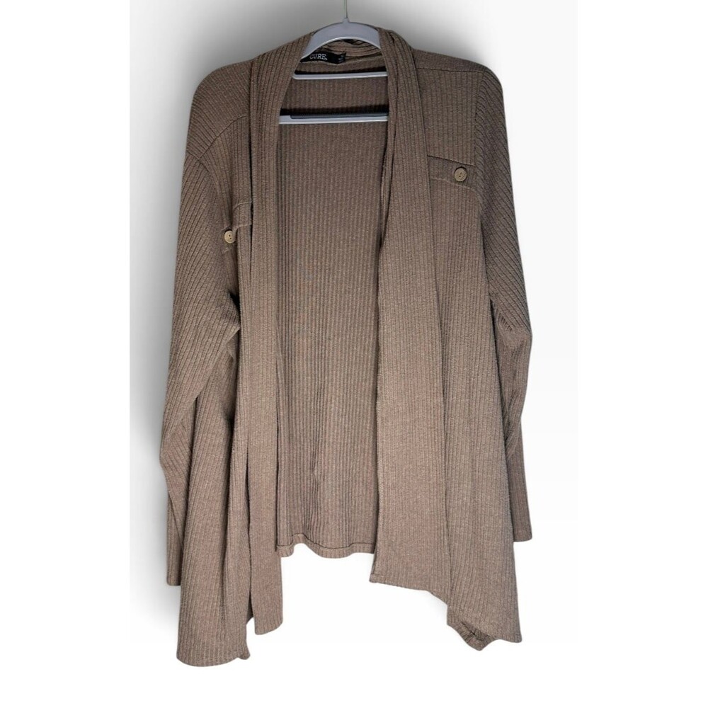 Cure Women’s Open Front Cardigan Shawl Collar Asymmetrical Hem 3XL